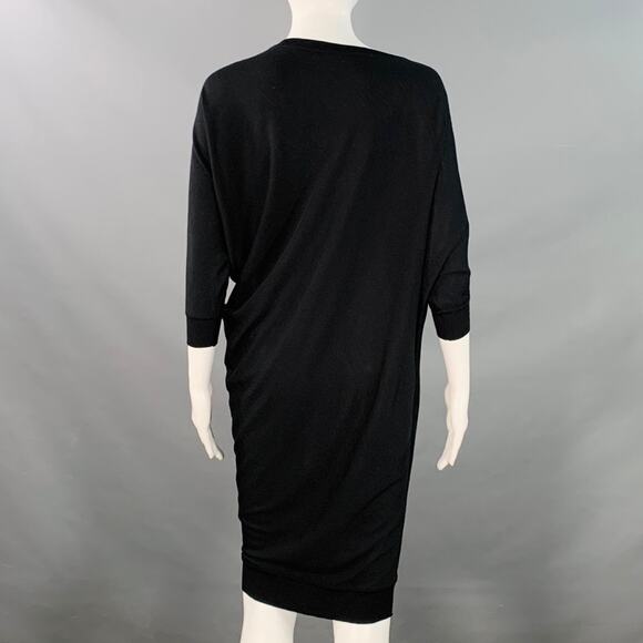 ALEXANDER MCQUEEN S Black Wool Jersey Embroidered Asymmetrical T-Shirt Dress - Picture 4 of 8